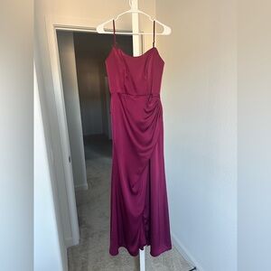 Anne Matte Satin Dress - Berry Birdy Grey